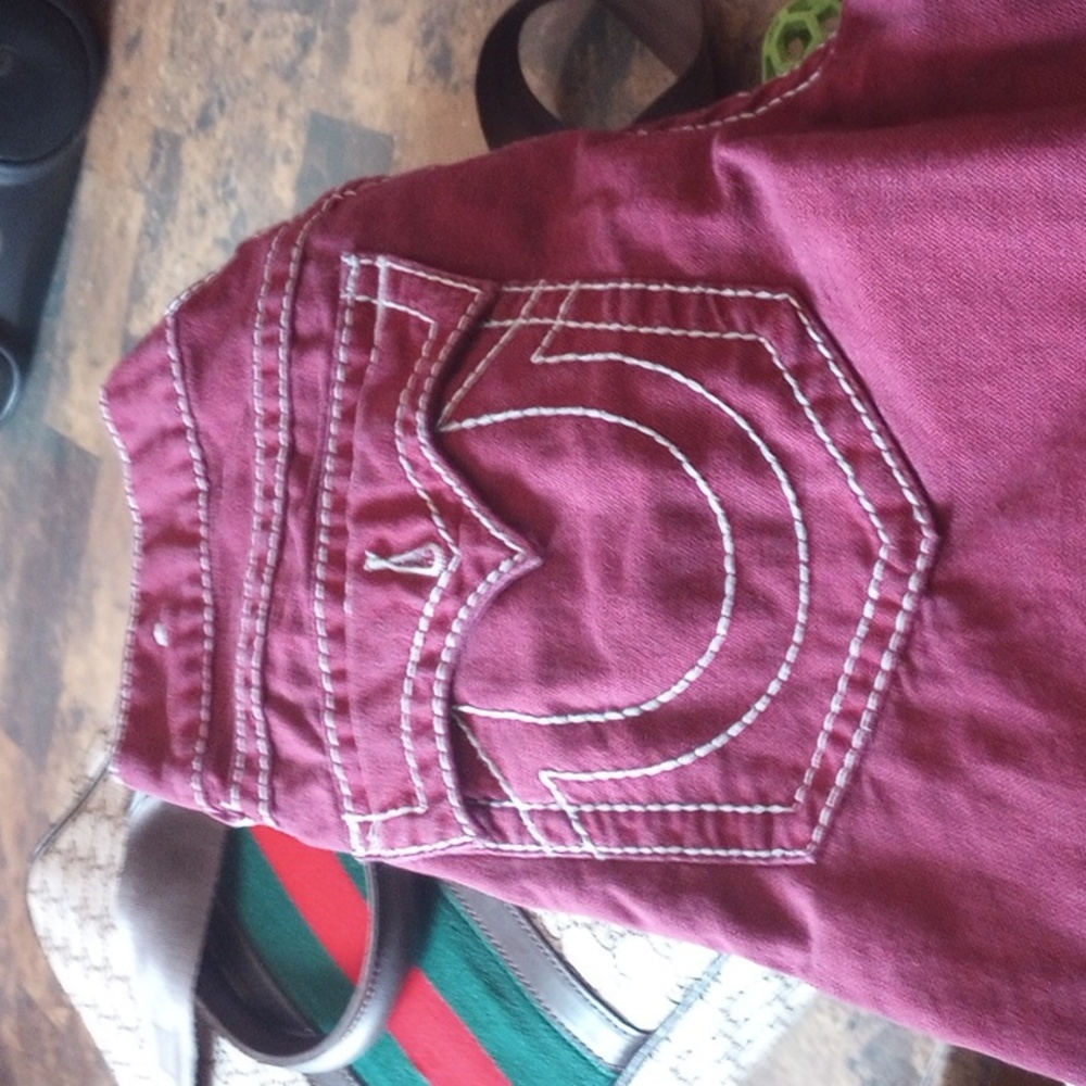 TRUE RELIGION RED STRAIGHT FIT JEANS